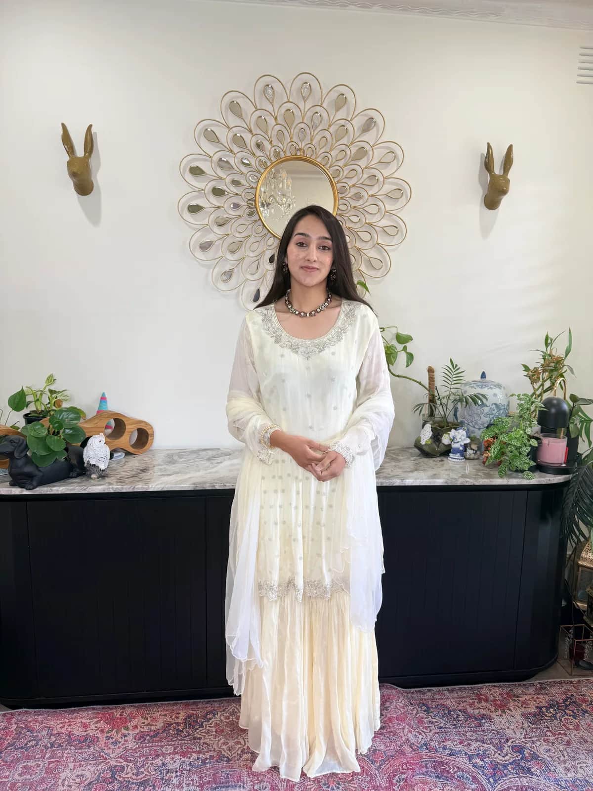 Ivory Embroidered Gharara Set With Dupatta — image 1